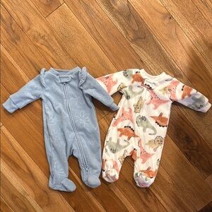 Carter's Girl Blue and Pink Fleece Footies - bundle